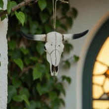 1pc Resin Bull Head Skeleton Model Statue Animal Skull Hanging Decor Home Courtyard Decoration Accessories Mini Ornaments