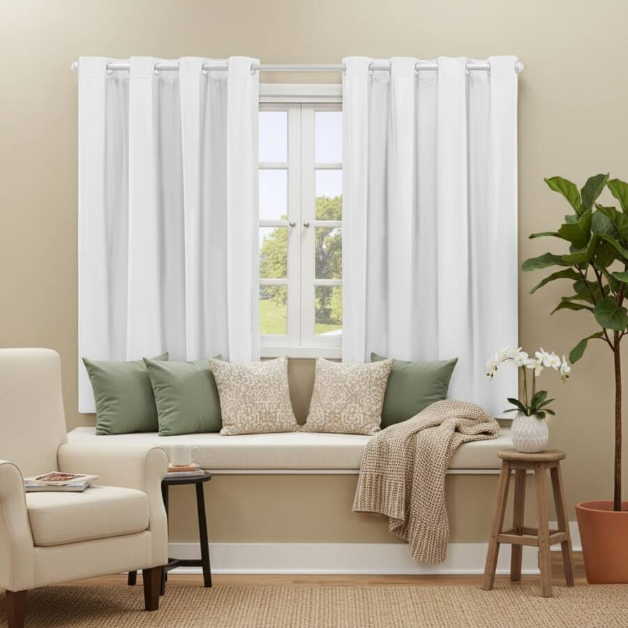 100% Blackout Curtain For Living Room Bedroom Office Various Sizes Black Out Blackout Light Blocking - 新白 - 查看 1