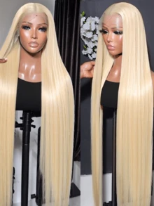 Uveous 34Inch 613 Lace Front Wig Human Hair 13x4 13x6 HD Transparent Lace 200% Density Straight Brazilian Blonde Wig Human Hair Pre-Plucked With Baby Hair Halloween Season - S613 - 查看 3