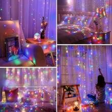 300 LED Window Curtain Lights, 9.8x9.8 Ft (Approx. 3 Meters*3 Meters), Warm Lighting, USB Powered, 8 Modes Remote Control, Hanging Lights For Bedroom, Indoor, Outdoor, Wedding Party (Color/Warm White/Pure White) - nhiều màu - Xem 6