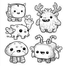 1 Stück (21cm*21cm) Neues Malbuch für Erwachsene, dickeres Papier ist deckend, mit klaren Linien und einfach zum Ausmalen, geeignet für Treffen mit besten Freunden, Musterszenen mit verschiedenen kleinen Monstern "Little Monsterr" Malbuch zum Entwickeln des Denkens, Herbst, Schreibwaren, Schulmaterial, Zeichnen & Malen, Weihnachtsgeschenk