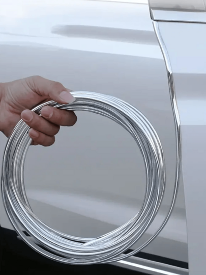 6m Tira de Acabamento Cromada para Porta de Carro, Protetor de Borda Contra Arranhões, Tira de Estilo Cromado, Tira de Proteção de Borda de Porta Anticolisão Eletrodepositada, Tira de Decoração de Porta, Tira em U para Saída de Ar-Condicionado do Carro, Design de Modificação de Carroceria, Tira Brilhante Cromada de 6m para Decoração DIY do Carro