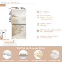 1 pictură modernă pe perete, superb Art Deco bej, imprimare abstractă pe pânză - design Wabi-Sabi cu valuri, imprimare abstractă cu peisaj de pe țărmul mării, pictură murală pentru intrarea pe hol - artă murală cu scenă de plajă, înrămată sau neînrămată, decor cameră, Ecor, decor modern pentru apartamente din căminul universitar, cadouri pentru decorarea pereților în hotel, casă, living, dormitor, baie și birou