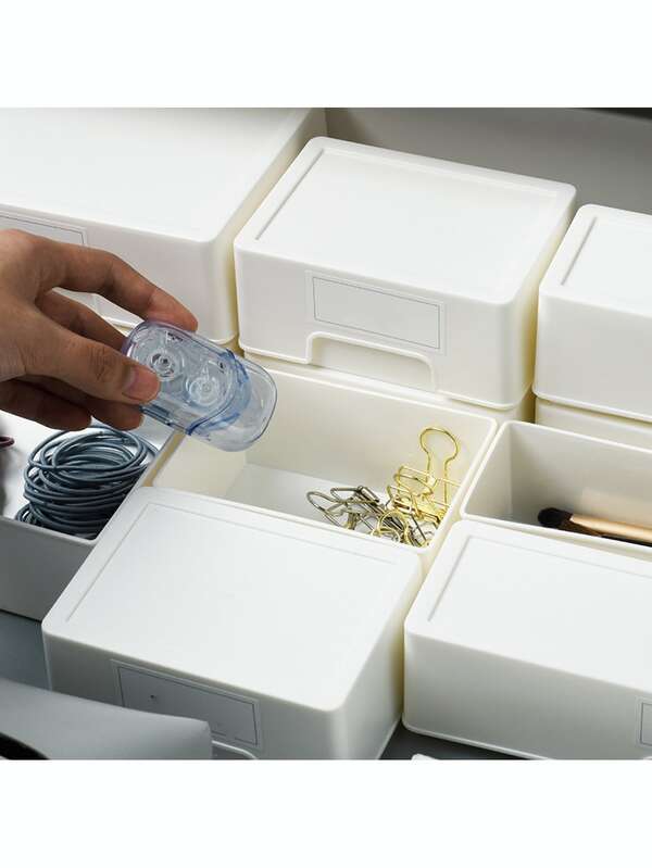 Multifunctional Drawer Organizer With Lids - Stackable Storage Box For Cosmetics, Masks, Office Supplies | Labeled Desktop & Cabinet Organizer