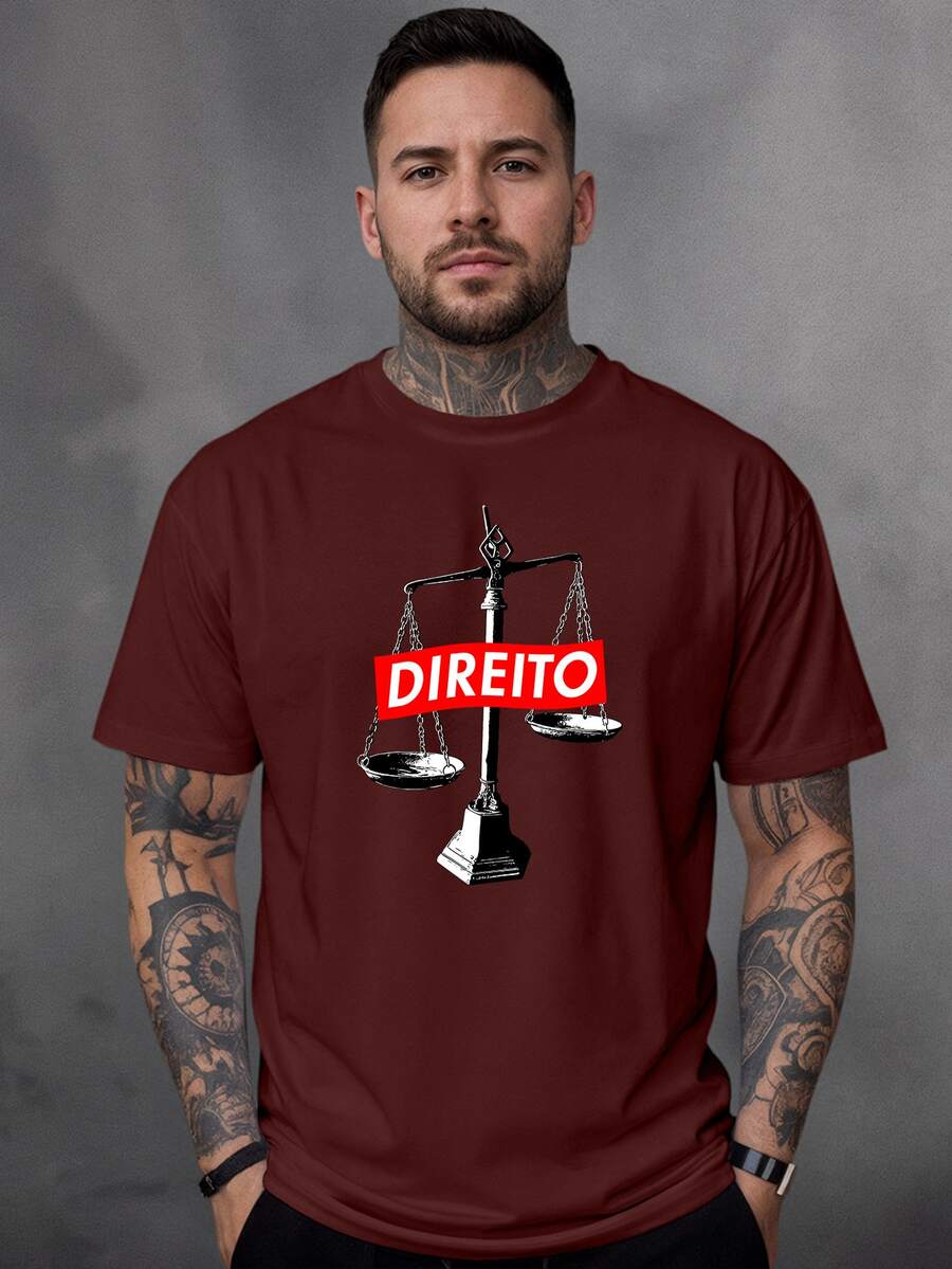 Men T-Shirts - 酒紅色 - 查看 1