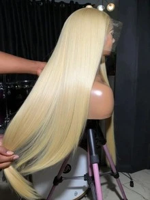 613 Blonde Lace Front Wig Human Hair 13x4 HD Transparent Wig 250% Density Brazilian Glueless Straight Lace Front Wigs Human Hair Pre Plucked With Baby Hair Bleached Knots Halloween Season - S613 - 查看 2