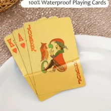 金色和黑色防水塑料扑克牌套装，美元设计，柔软优质，适合派对、纸牌游戏、棋盘游戏、赌场配件，最适合二十一点和麻将