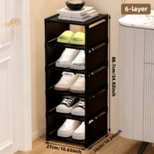 1pc Dust-Proof Single-Row Multi-Tier Shoe Rack, Entryway Furniture Shoe Organizers,Easy To Assemble And Move, Suitable For Entryway, Closet, Living Room, Bedroom - màu đen - Xem 8