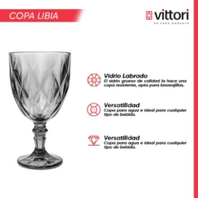 VITTORI MX Juego 4 Copas Vino Agua Cristal Labrado Vidrio 335Ml Elegantes para Cenas Eventos - Gris - Ver 6