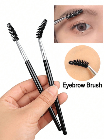 فرشاتان قابلتان لإعادة الاستخدام للرموش والحواجب، فرشاة ذات طرفين، فرشاة ماسكارا، فرشاة طويلة الذراع لتطبيق الرموش، مجموعة فرشاة رموش محمولة