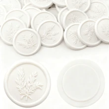 50 Pcs Rosemary Pattern Self-Adhesive Wax Seal Stickers For Gifts Wedding Invitation Envelope Sealing
