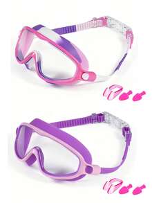 2pcs Anti-Fog Anti-UV Wide Vision Swimming Goggles For Children Aged 3-15