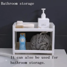 1 件装双层桌面收纳架 - 长方形桌面收纳架，双层设计，带可拆卸隔板，哑光表面处理，多用途塑料收纳架，PP材质，适用于办公用品、化妆品、厨房用品、文具、配件、浴室用品、调料架等，哑光表面，通风设计，垂直收纳架 - 彩色 - 查看 10