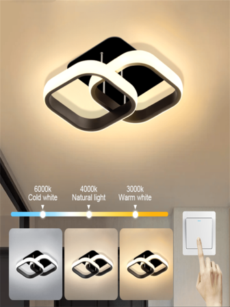 1 pieza Luz de techo LED hueca de doble cara, Luz colgante de isla central, Luz de techo para pasillo LED, Luz de techo súper brillante en blanco frío/luz natural/blanco cálido, Accesorios de iluminación de techo LED en negro y blanco, Adecuado para cocinas, baños, pasillos y salas de estar