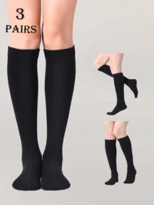 1/2/3/4 Pairs Of Women's Black And White Knee Long Socks, Outdoor Sports Socks, Casual Long Socks, Suitable For Outdoor Sports/Everyday Wear