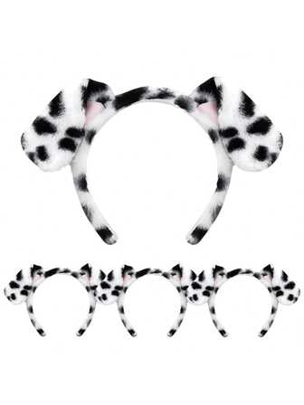 1pc Cute Cartoon Pudding Dog Ear Headband Hair Hoop, Fluffy Spotted Dog Ear Hair Accessory For Women, Girls Adorable Spotted Cosplay Dog Ear Headband For Anime Convention