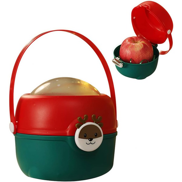 1pc Christmas Gift Box With Handle, Reusable Elk Design Christmas Apple Present Bag For Christmas Eve Gift Giving, Christmas Party Favors Supplies, Santa Sleigh Bag For Holiday Candy Packaging, Festive Christmas Decorations, Xmas Gift Wrapping Box For Family Friends Home Office