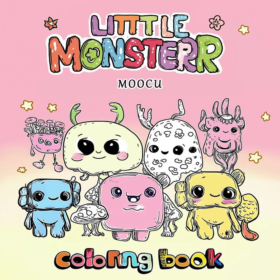 1 Stück (21cm*21cm) Neues Malbuch für Erwachsene, dickeres Papier ist deckend, mit klaren Linien und einfach zum Ausmalen, geeignet für Treffen mit besten Freunden, Musterszenen mit verschiedenen kleinen Monstern "Little Monsterr" Malbuch zum Entwickeln des Denkens, Herbst, Schreibwaren, Schulmaterial, Zeichnen & Malen, Weihnachtsgeschenk