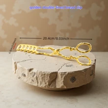 1 قطعة ملقط من الفولاذ المقاوم للصدأ مطلي بسبيكة الزنك، متعدد الاستخدامات للسلطة/الخبز/الخبز/الطعام المقاوم للحرق/الشواء/شواء الستيك (ملقط مشقوق وذو قبضة)، لونان (ذهبي وفضي)، بطراز أوروبي قديم