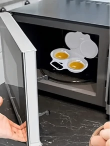 2 piezas Sartén antiadherente para hacer tortillas con tapa abierta - Utensilios de cocina de doble compartimento para el desayuno, calentamiento uniforme, superficie fácil de limpiar, diseño ahorra espacio para uso doméstico y comercial - Ideal para tortillas, panqueques, huevos, tocino - Gadget de cocina moderno, sartén para tortillas, ahorra espacio en la cocina, utensilios de cocina elegantes, utensilios de cocina duraderos, preparación rápida de comidas, electrodoméstico compacto, utensilios de cocina de alta calidad, utensilios de cocina para microondas, cocinas pequeñas - Multicolor - Ver 4