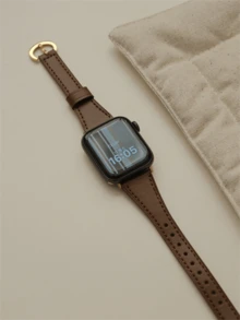 1条柔软皮革表带，兼容，女士运动风格，适用于38mm、40mm、41mm、42mm、44mm、45mm、46mm、49mm表盘尺寸，兼容 Series 10/9/8/7/6/5/4/3/2/1 SE Ultra。 - 褐色皮革 - 查看 9