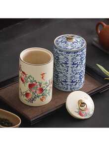 Tarro cerámico chino para uso doméstico en la cocina para almacenar sal, pimienta, azúcar y hojas de té, Canister de té esmaltado a prueba de humedad, Decoración del hogar - Multicolor - Ver 11