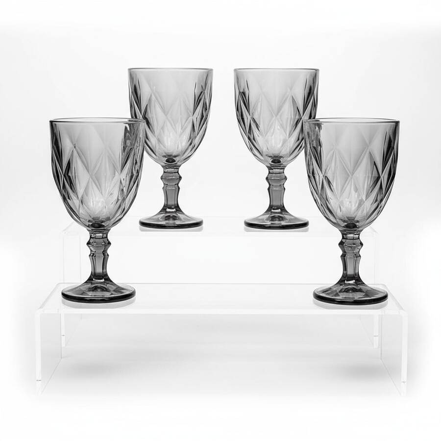 VITTORI MX Juego 4 Copas Vino Agua Cristal Labrado Vidrio 335Ml Elegantes para Cenas Eventos - Gris - Ver 1