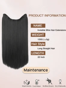 22-Inch Long Invisible Straight Fshing Line Hair Extensions, Heat-Resistant Synthetic Material Cip-In Natural Hair Extensions Suitable For Women's Daly Wear - Multicolor - View 2