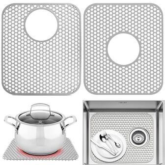 Heat Resistant Non-Slip Silicone Sink Protector Mats | Multifunctional Kitchen Sink Mat With Rear Drain, Dish Drying Mat