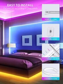 1条1米/2米/3米/4米/5米RGB LED霓虹灯带，遥控霓虹灯，氛围装饰LED灯带，节日派对装饰，家居装饰，电视背光，DIY霓虹灯，适用于电视背景、游戏设置、家居装饰、DIY项目、生日、电影、周年纪念、派对等场合 - 44鍵霓虹燈 - 查看 8