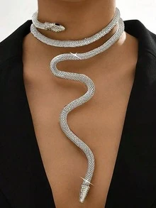 1pc Fashionable Adjustable Faux Snake Mesh Choker Necklace