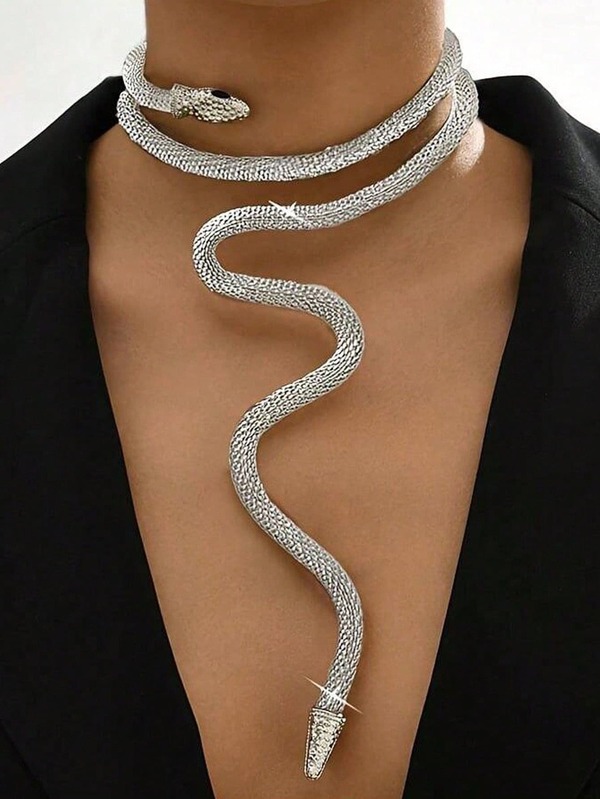 1 pieza Collar gargantilla ajustable de malla de imitación de serpiente de moda