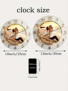 One Customizable 10-12 Inch Wooden Wall Clock - Personalized Photo Design, Suitable For Couples, Sisters, Pets, Etc. - Perfect For Living Room, Bedroom, Office - Battery Powered (AA Batteries Not Included), Cute Wall Clock.