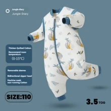 Túi ngủ dày dặn ấm áp cho trẻ sơ sinh mùa thu đông Unisex In họa tiết có thể tháo rời tay áo Túi ngủ liền quần - rừng - Xem 16