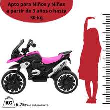 Joykoo Moto Montable Eléctrica para Niños Triciclo Híbrido con Luces y Sonido Recargable 6v Soporta hasta 30 kg - Rosa - Ver 6