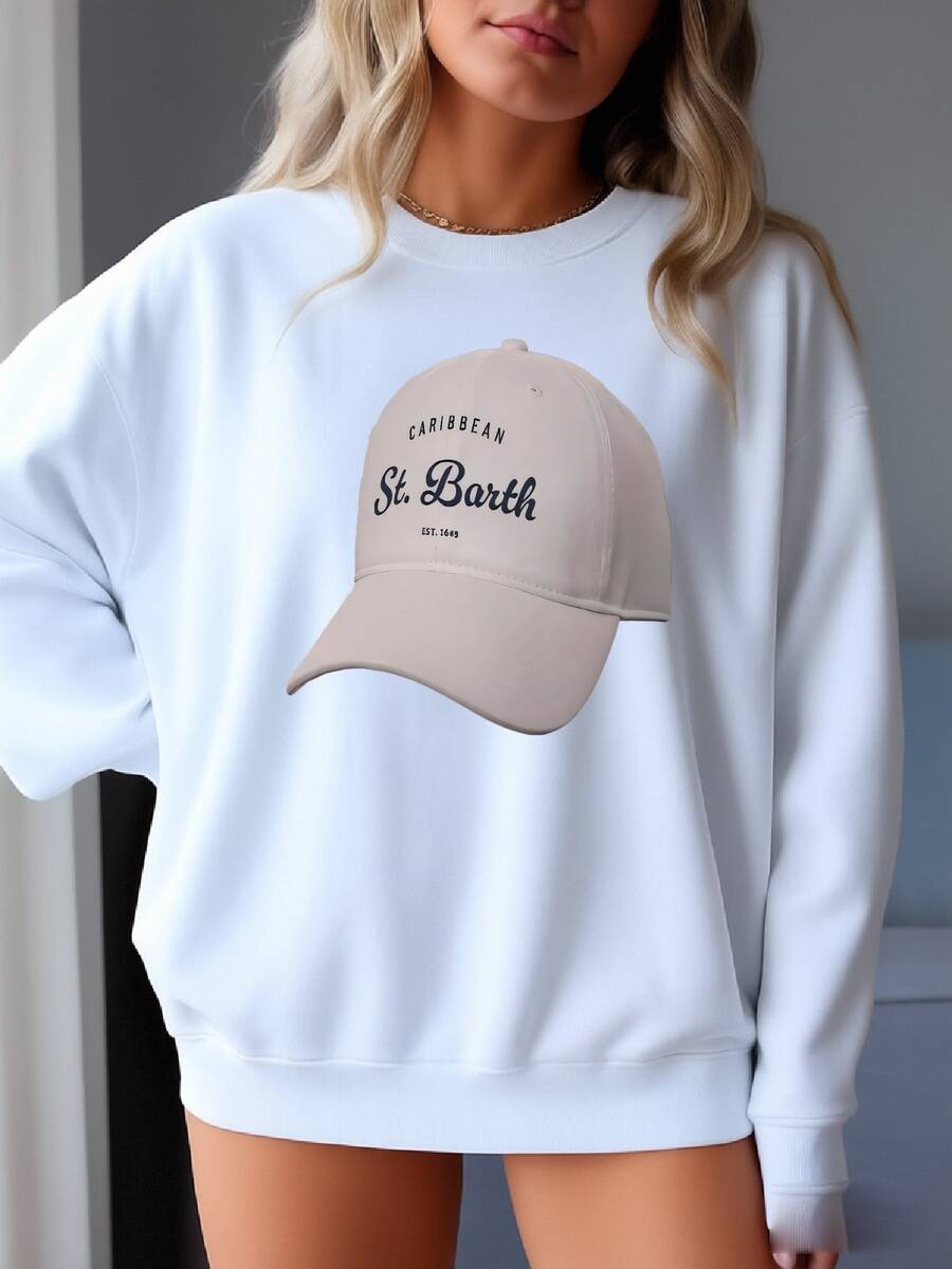 St Barths Baseball Cap Saint Barthélémy Dad Hat Caribbean Island Gift St Barthélémy Souvenir Saint Barths Travel Barths Luxury Yacht Sweatshirt - 白色 - 查看 1