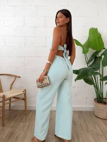 Women's Multi-Shape Pantaloon Jumpsuit - Baby Blue - View 2