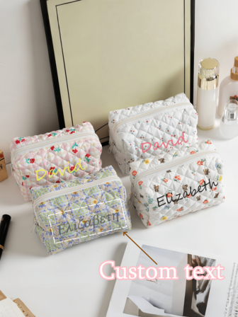 Custom Name Toiletry Bag Polyester Fabric Leakproof & Waterproof, Foldable For Easy Storage, Suitable For Family Travel & Personal Use, 1pc