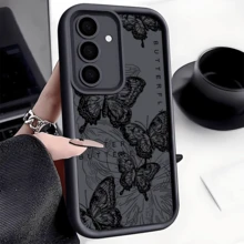 1 pieza Funda de teléfono a prueba de golpes con diseño creativo de mariposa negra voladora que cubre todo el Body, cubierta protectora antideslizante y gruesa compatible con iPhone, Honor, Redmi, Galaxy