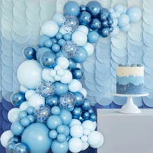 145 Piece Metallic Blue Confetti Balloon Arch Set For Party Decoration - 藍色 - 查看 6