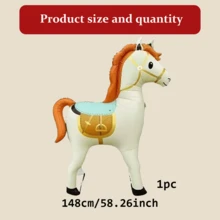 2/1 件西部主题马气球装饰 - 148 厘米铝箔，自封，无需电源，非常适合生日和牛仔派对、派对气球、西部主题装饰 | 自封气球、圣诞装饰