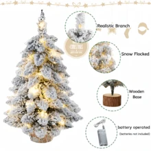 1个迷你植绒圣诞树装饰品，桌面摆件，电池供电LED植绒树，材质为精选植绒粉，实木底座，暖色调氛围灯，节日礼物，圣诞礼物，新年礼物，家居装饰，圣诞装饰品，房间装饰，冬季圣诞装饰品，家居圣诞礼物，圣诞装饰品 - 彩色 - 查看 5