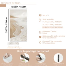 1 pictură modernă pe perete, superb Art Deco bej, imprimare abstractă pe pânză - design Wabi-Sabi cu valuri, imprimare abstractă cu peisaj de pe țărmul mării, pictură murală pentru intrarea pe hol - artă murală cu scenă de plajă, înrămată sau neînrămată, decor cameră, Ecor, decor modern pentru apartamente din căminul universitar, cadouri pentru decorarea pereților în hotel, casă, living, dormitor, baie și birou