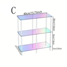 4 Cube Acrylic Bookshelf, 3-Tier Transparent Low Bookcase, Suitable For Small Spaces, Home Office, Living Room, Bedroom, Modern Style, Easy To Assemble - Multicolor - View 9