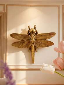 1pc Creative Golden Dragonfly-Shaped Wall Decor Art Piece, A Handcrafted Insect Frame Accessory, Perfect For Home Party Decorations In An Insect-Themed Room, A Novel Gift For Insect Lovers, And Suitable For Home Decor, Room Decor, And Wall Decor.