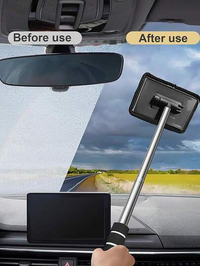 Scheibenwischer-Reinigungswerkzeug - Mikrofasertuch Auto Fensterreiniger Bürste - Abnehmbarer Griff, Auto Glaswischer, Innenausstattung Zubehör, Auto Reinigungsset, Auto Fensterreiniger, Scheibenwischerreiniger.