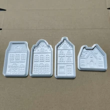 4pcs Christmas Gingerbread House Cookie Cutter Mold (No Handle), Cake Sealing Ring, Icing Cake Decorating, DIY Baking Tools - White - View 10