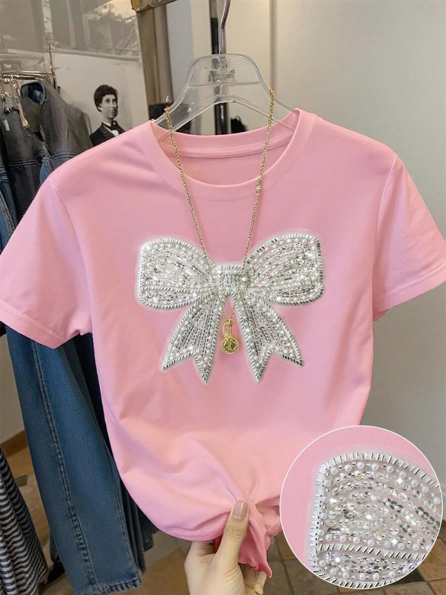 女款 T-shirt,高個女款 - 粉色 - 查看 1