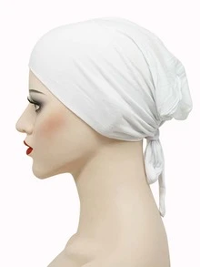 Awegeo Women's Headscarf Lining - Adjustable Tie Headscarf, Soft Breathable Casual Headwrap, Suitable For Daily Wear, Inspired By Hair Protecting Base Cap - White - View 5
