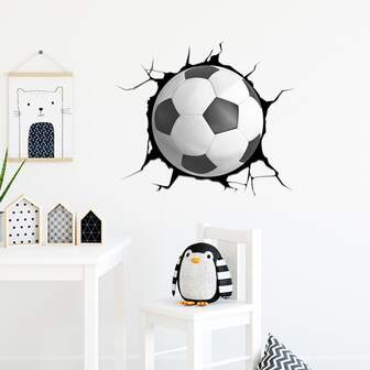 Broken Wall Football Stickers Children's Room Kindergarten Porch Home Wall Decoration Wall Stickers For Home Decor Room Decor Bedroom Decor Kitchen Decor